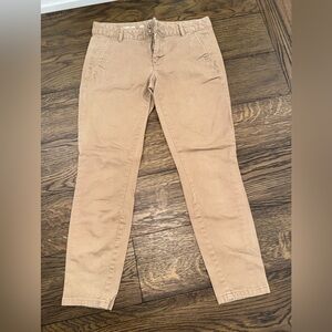 Gap Tan Cropped Pants with Zipper and Flat Waistband